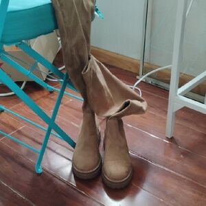 Women's Tan Faux Suede Boots